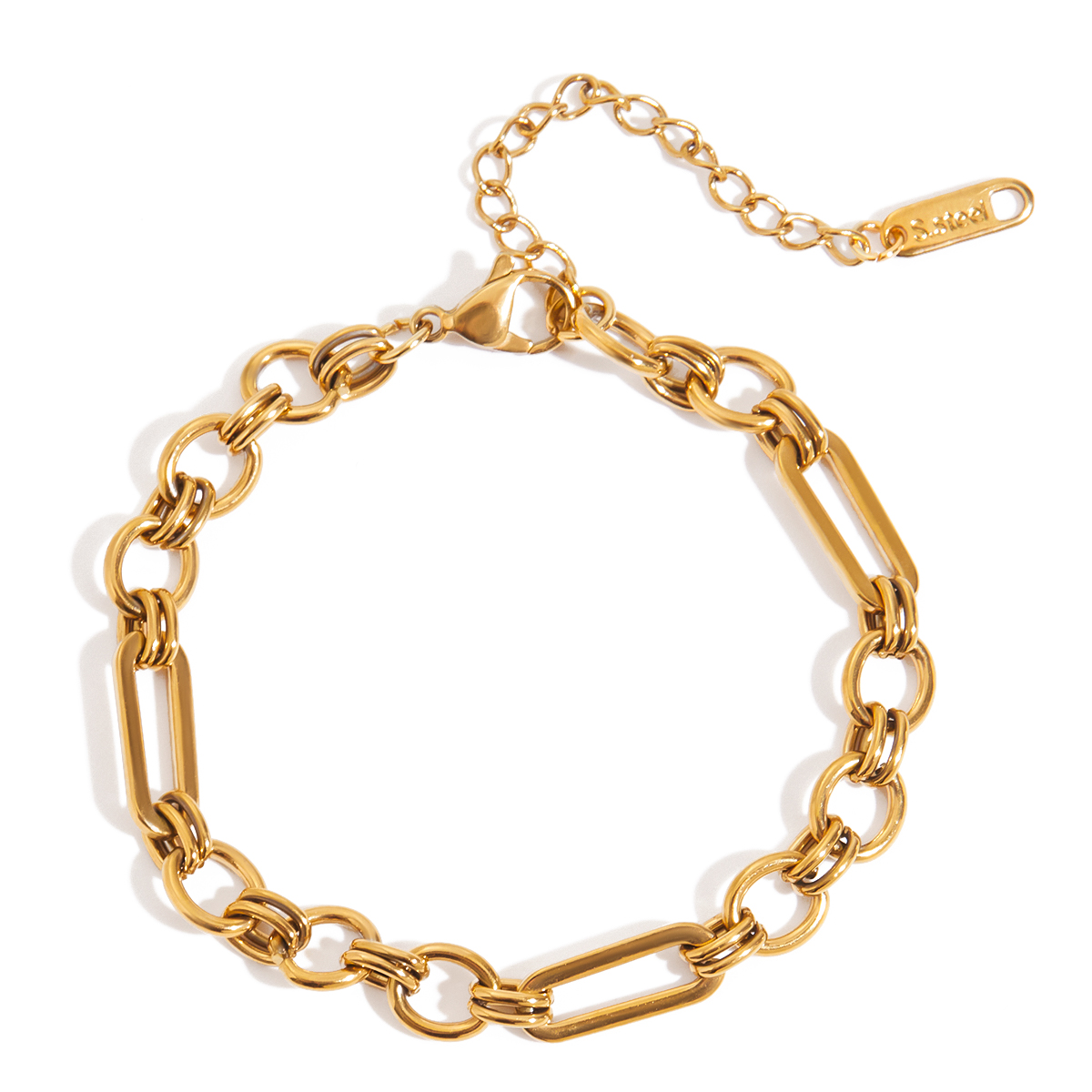Classic Gold Handmade 3 to 1 Link Chain Bracelet