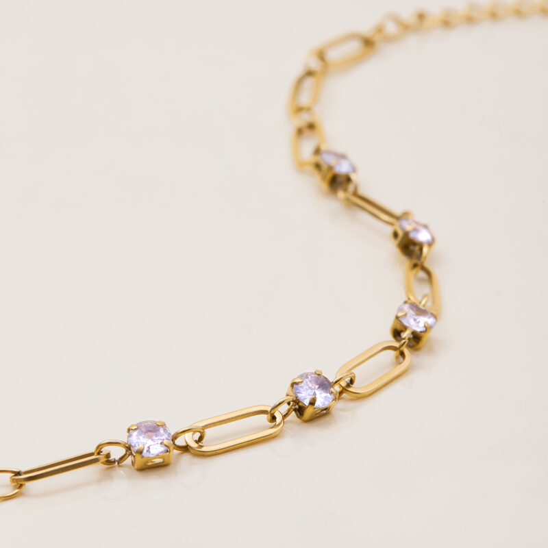 Classic Gold Round White Zirconia Tennis Bracelet - Image 4
