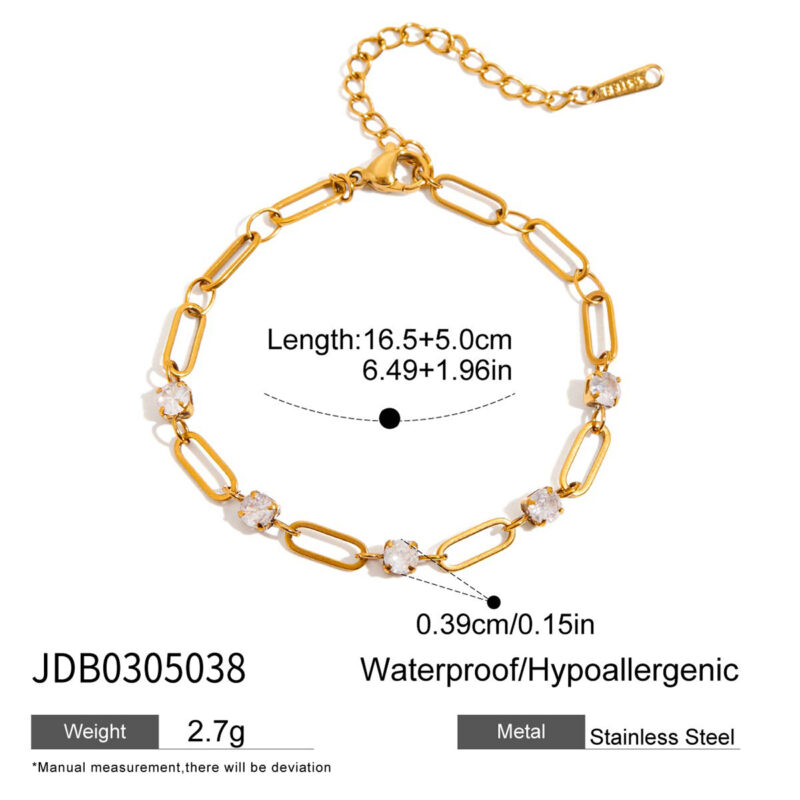 Classic Gold Round White Zirconia Tennis Bracelet - Image 5