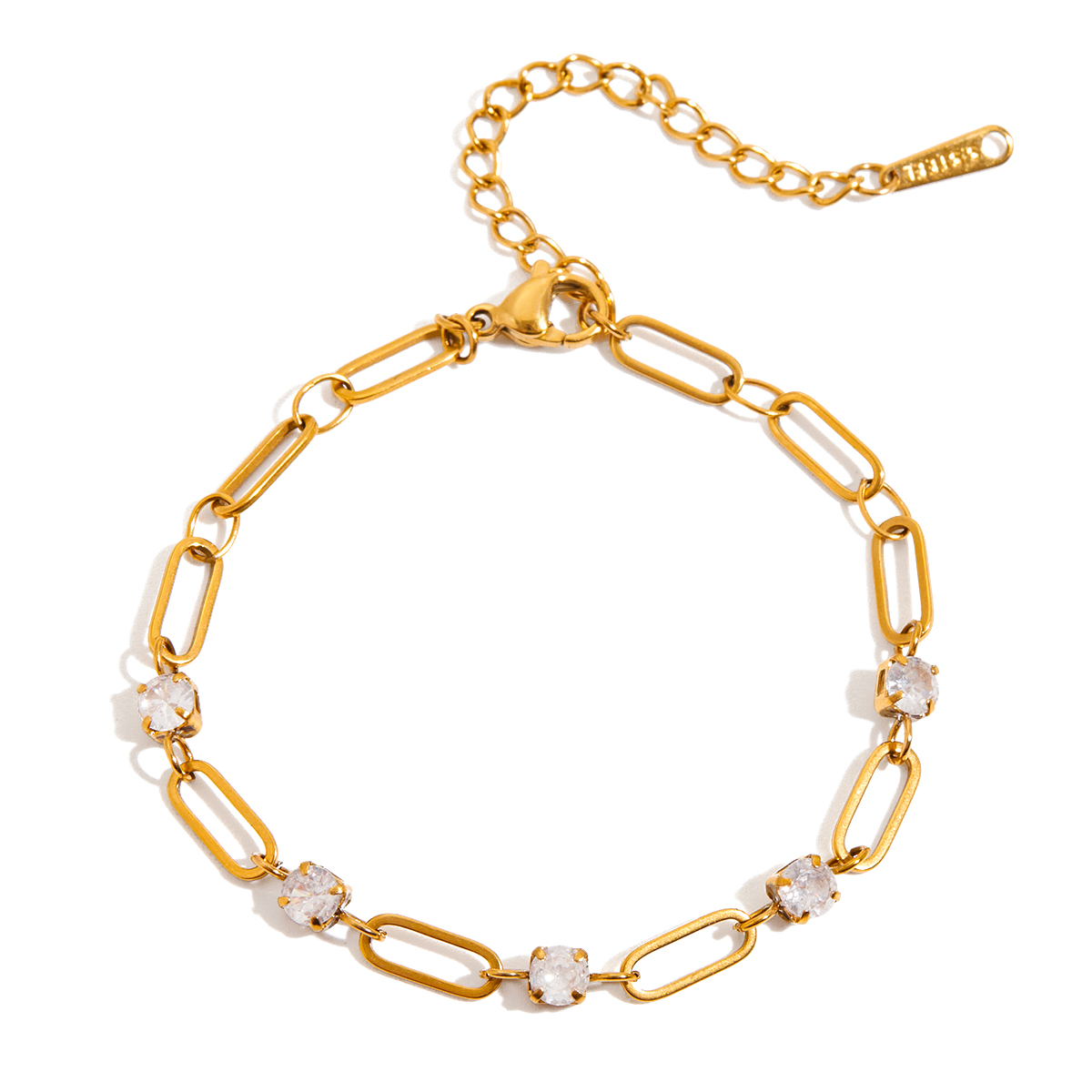 Classic Gold Round White Zirconia Tennis Bracelet