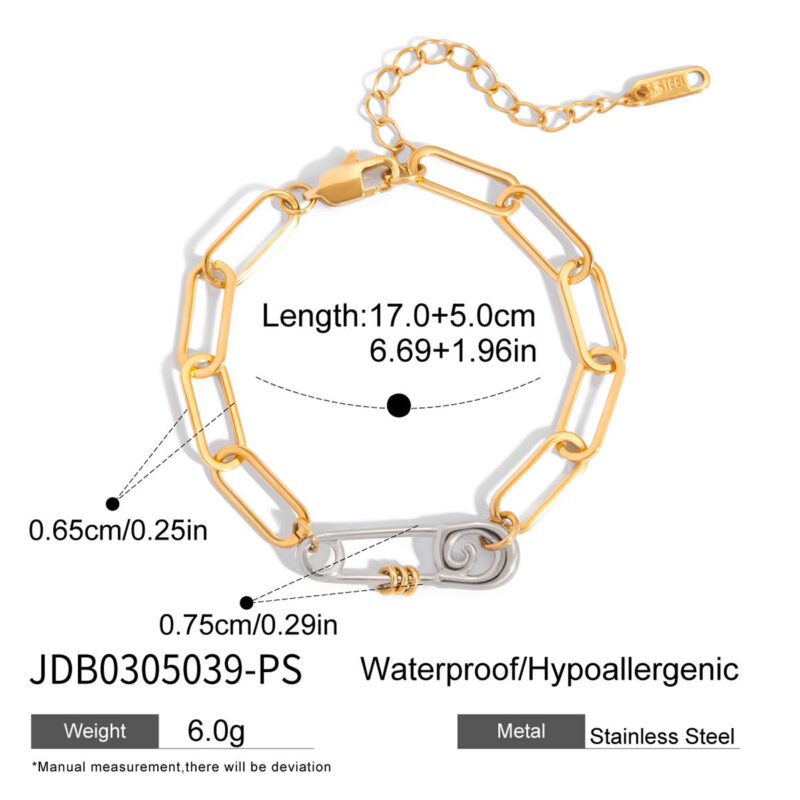 Gold Silver Pin Chain Bracelet Accessory - Image 6