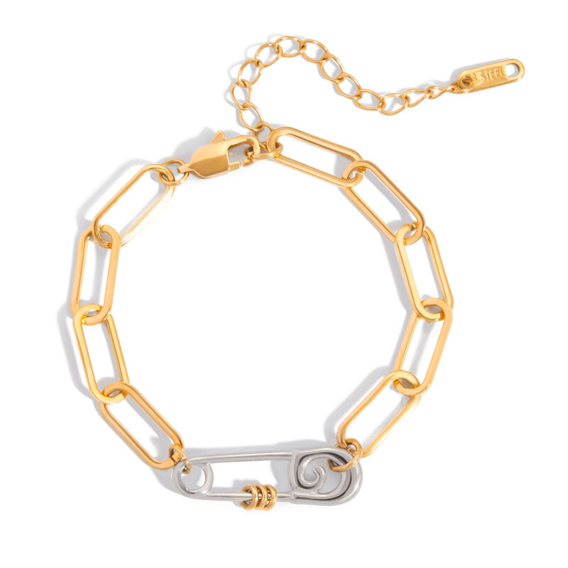 Gold Silver Pin Chain Bracelet Accessory