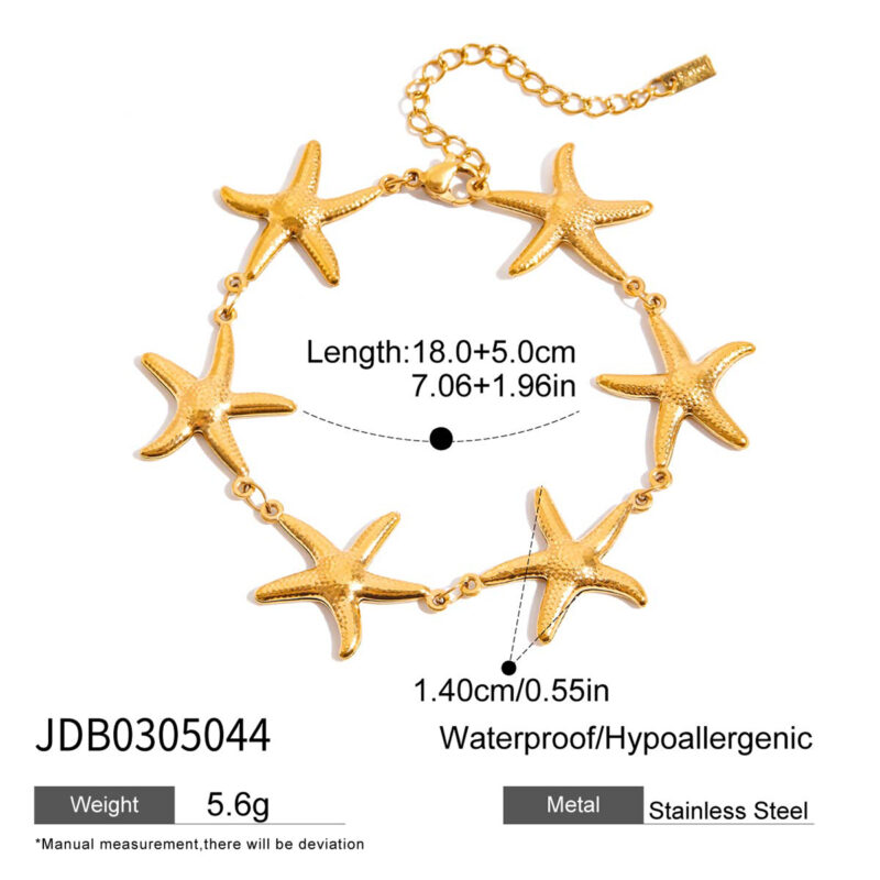 Classic Gold Starfish Stainless Steel Bracelet - Image 5