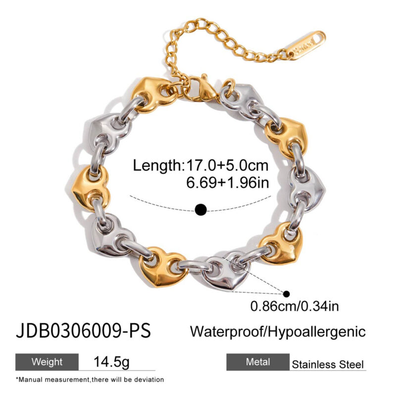Two Tone Heart Toggle Chain Bracelet - Image 4