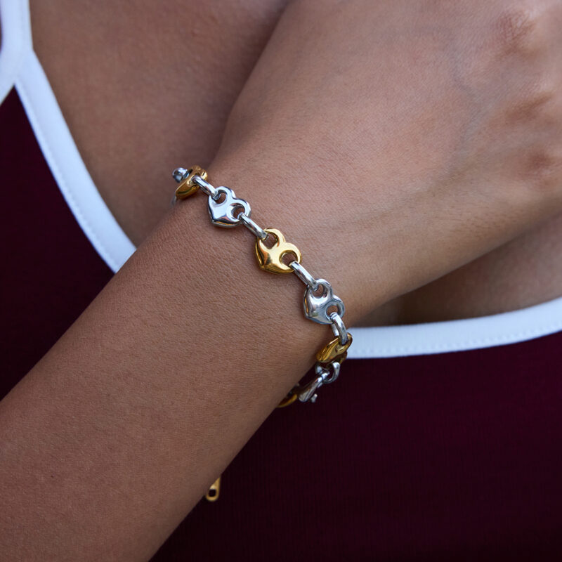 Two Tone Heart Toggle Chain Bracelet - Image 2