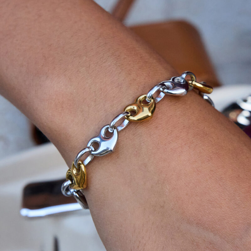 Two Tone Heart Toggle Chain Bracelet - Image 3