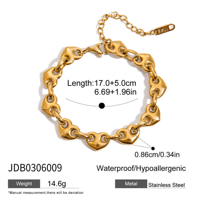 Heart Toggle Gold Chain Bracelet - Image 5
