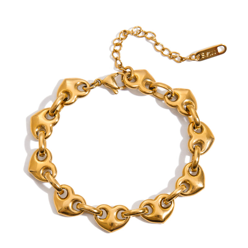 Heart Toggle Gold Chain Bracelet