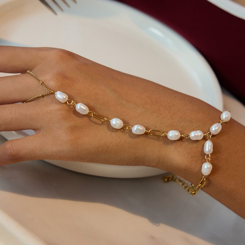 Freshwater Pearl Double Chain Bracelet - Image 3