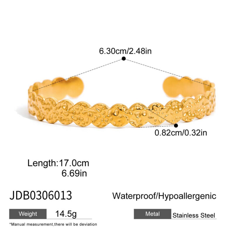 Hammered Round Open Cuff Bracelet - Image 8