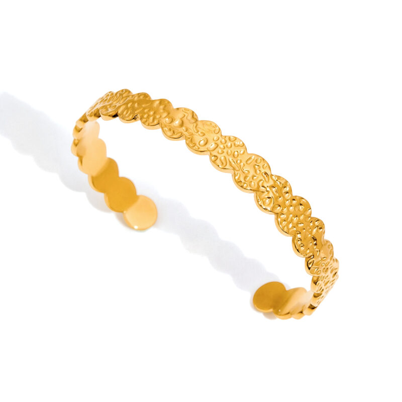 Hammered Round Open Cuff Bracelet