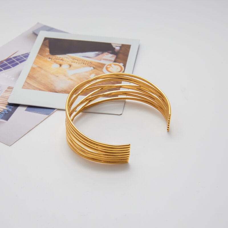 Layered Open Linework Cuff Bracelet - Image 6
