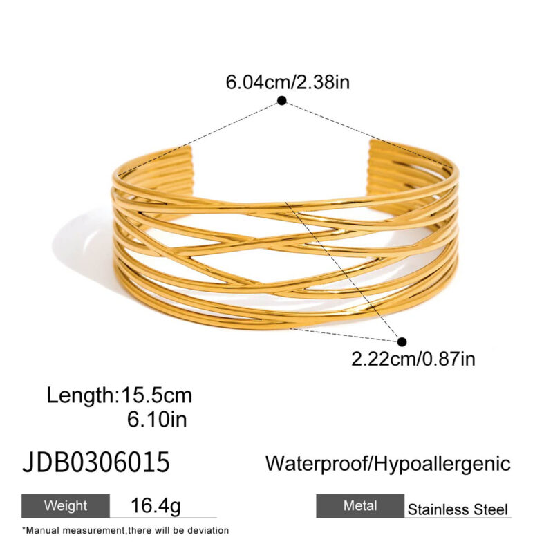 Layered Open Linework Cuff Bracelet - Image 7
