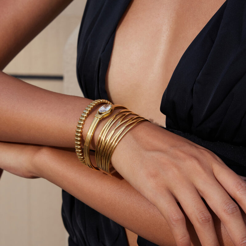 Layered Open Linework Cuff Bracelet - Image 4