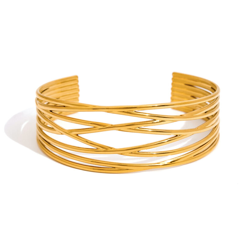 Layered Open Linework Cuff Bracelet