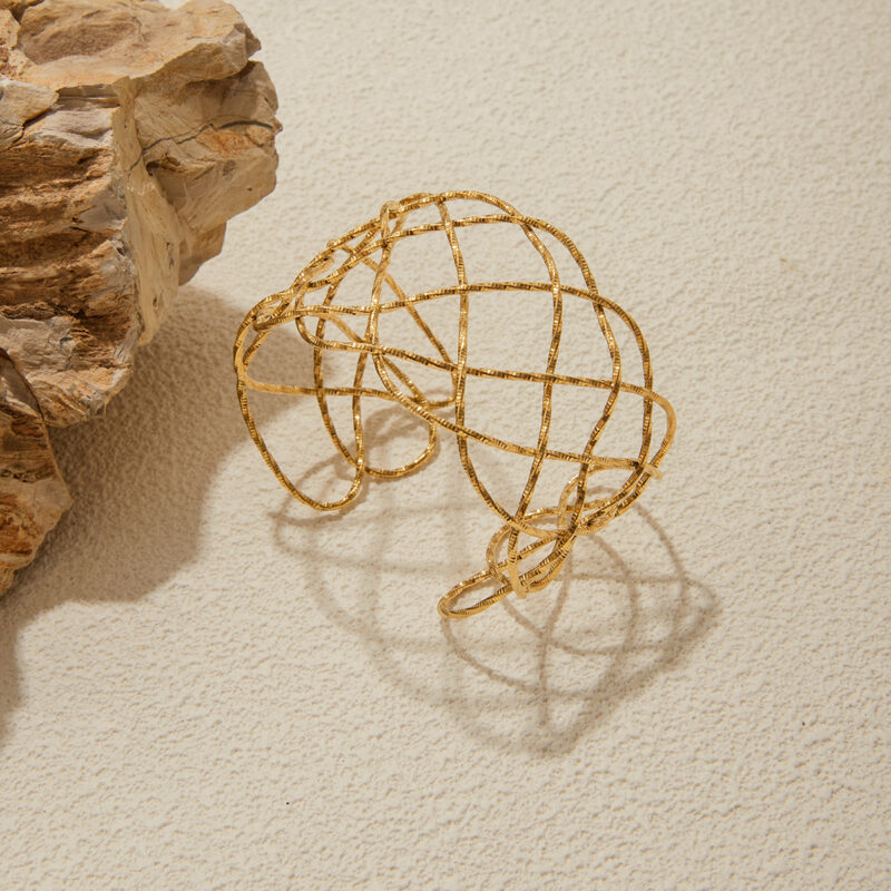 Irregular Hammered Open Line Bracelet - Image 4