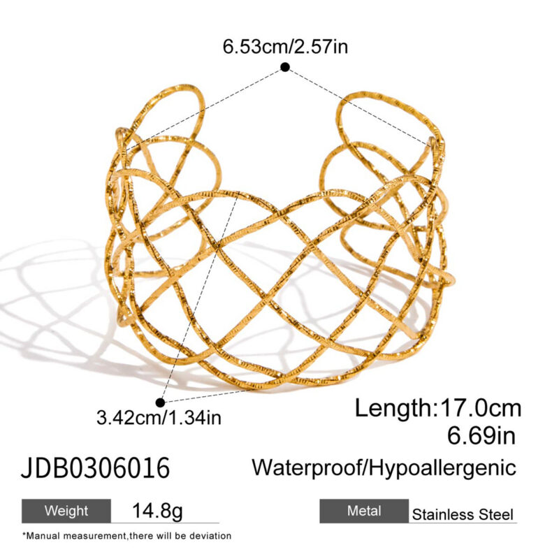 Irregular Hammered Open Line Bracelet - Image 5