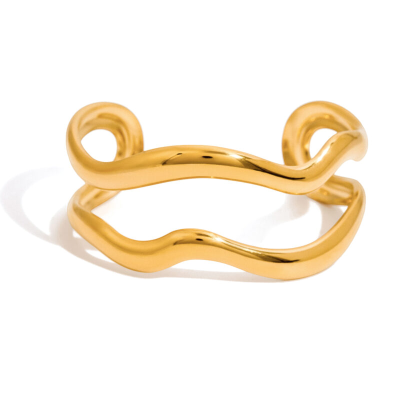 Wave Line Dual Open Cuff Bracelet