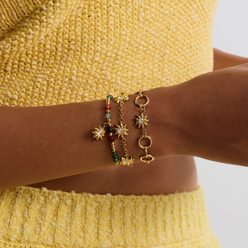 Colorful Crystal Sun Pendant Bracelet - Image 2