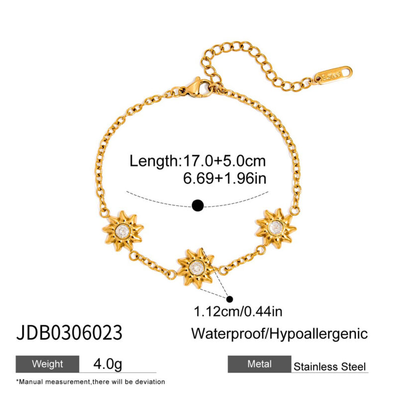 White Zircon Sun Charm Bracelet - Image 4