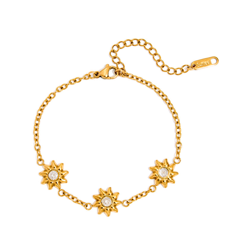 White Zircon Sun Charm Bracelet