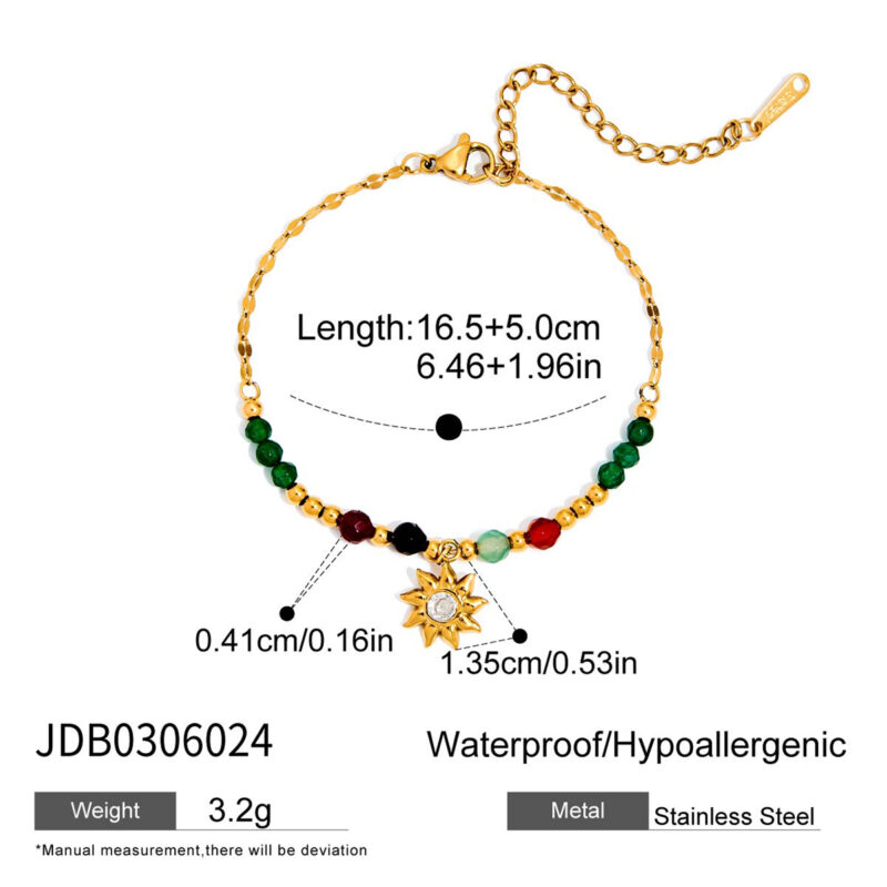 Colorful Crystal Sun Pendant Bracelet - Image 4