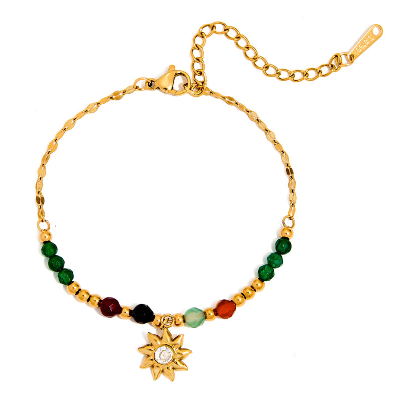 Colorful Crystal Sun Pendant Bracelet