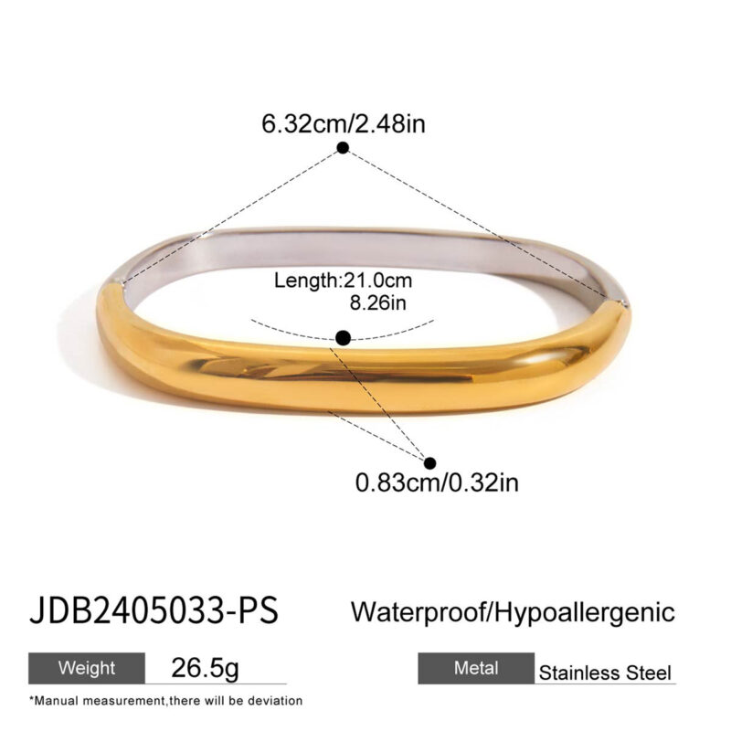 Gold Silver Plated Vintage Square Clasp Bangle - Image 4