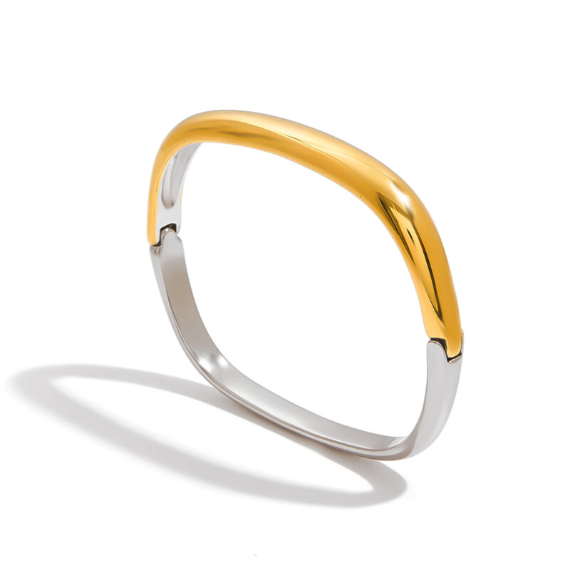 Gold Silver Plated Vintage Square Clasp Bangle