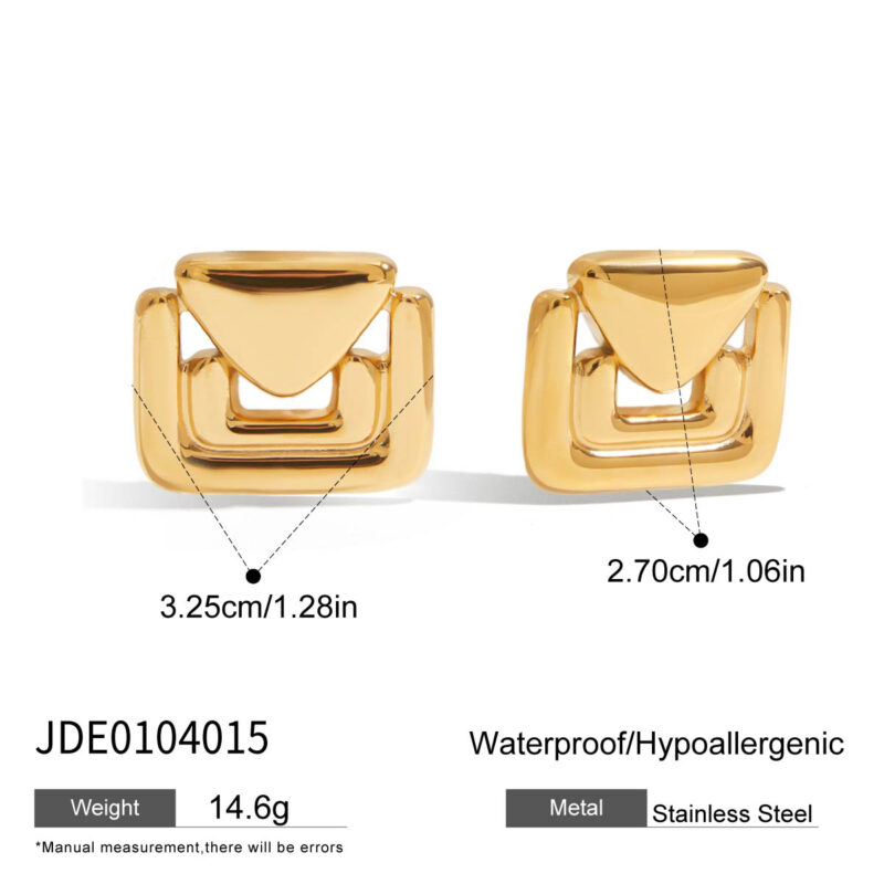 Geometric Triangle Open Hoop Earrings - Image 6