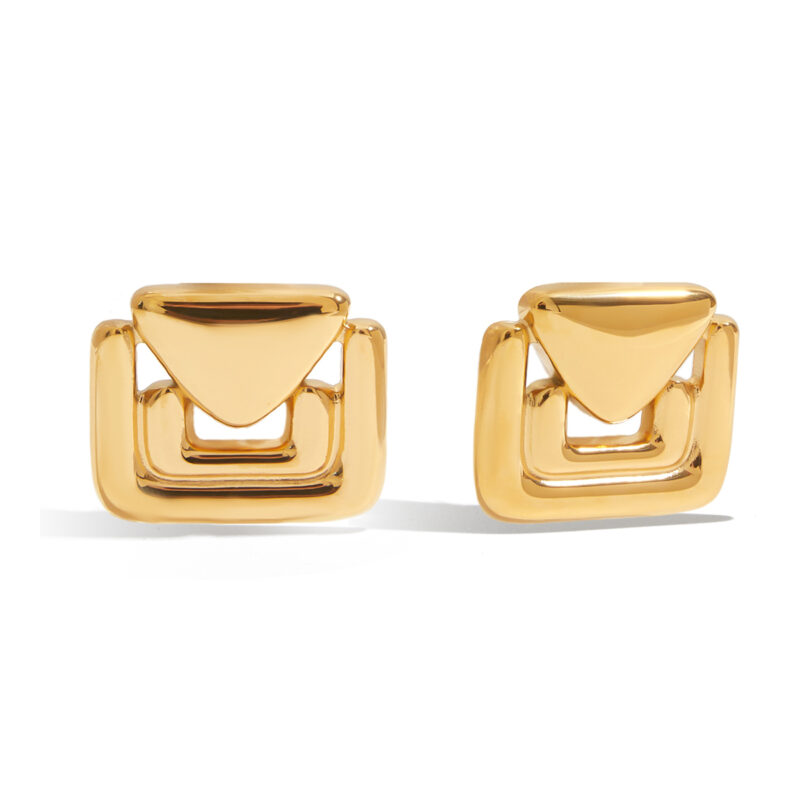 Geometric Triangle Open Hoop Earrings