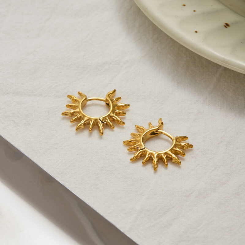 Minimalist Gold Sun Earrings - Image 4