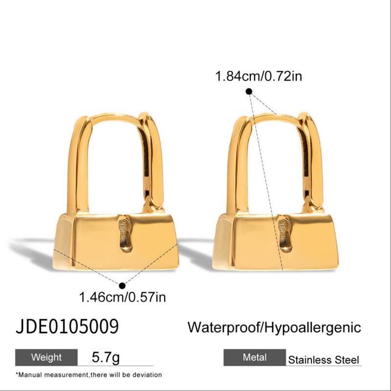 Classic Gold Lock Shaped Earrings - Image 5