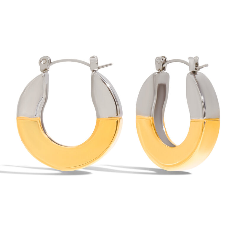Classic Two Tone Gold Silver Geometric Earrings