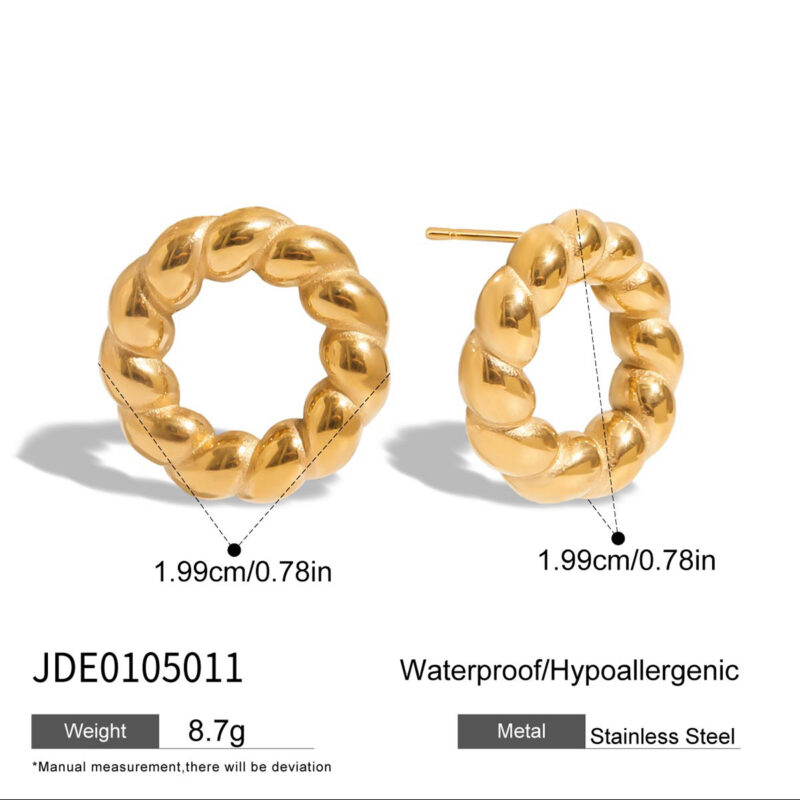 Classic Gold Twisted Hollow Round Earrings - Image 4