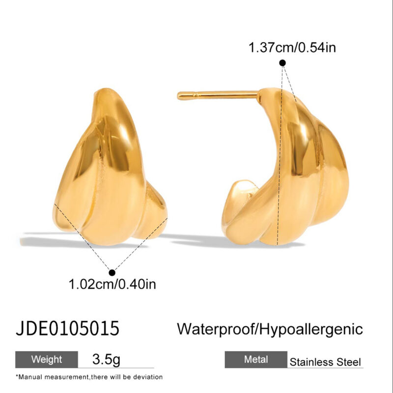 Gold Stainless Steel Smooth Layered Hoop Earrings - Image 4