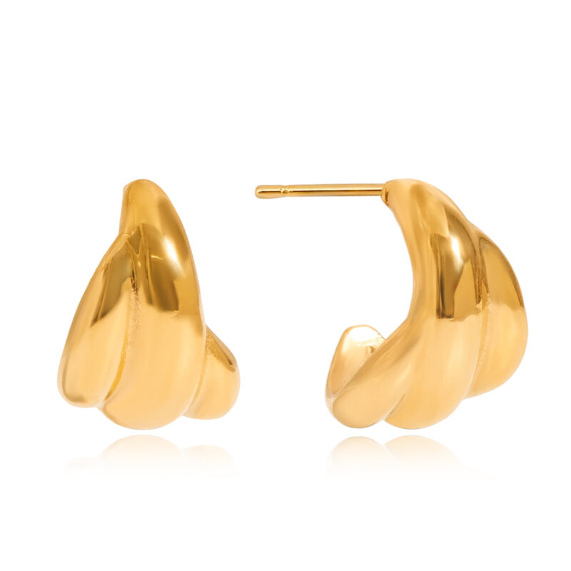 Gold Stainless Steel Smooth Layered Hoop Earrings