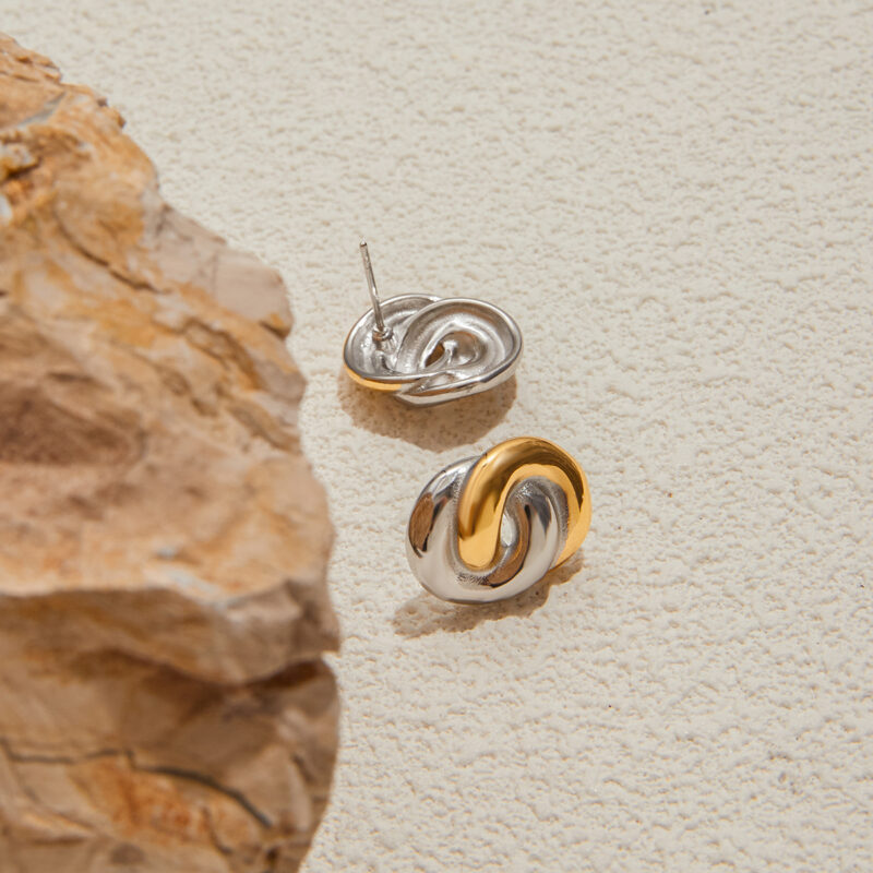 Gold Silver Plated Small Figure Eight Earrings - Image 4