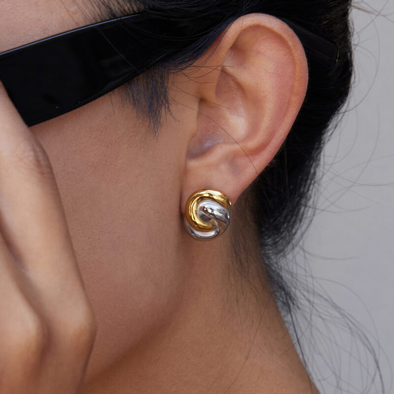 Gold Silver Plated Small Figure Eight Earrings - Image 2