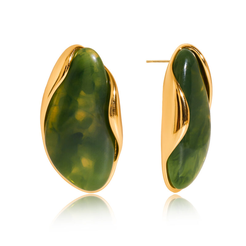 Vintage Coffee Resin Stainless Steel Stud Earrings