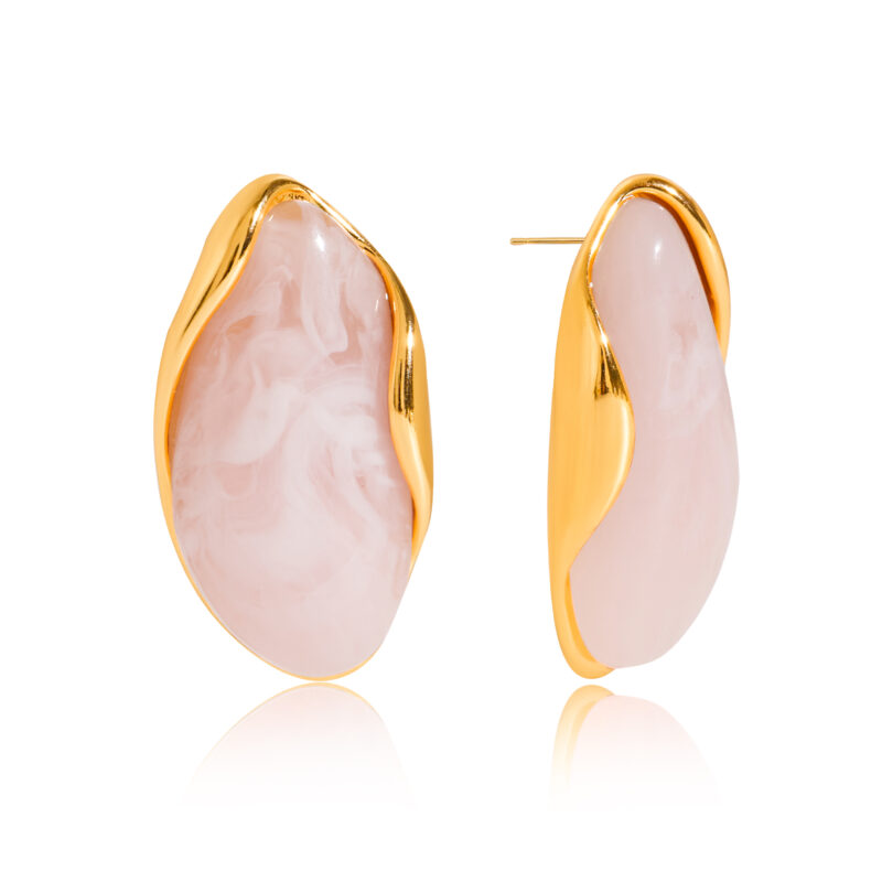 Vintage Coffee Resin Stainless Steel Stud Earrings