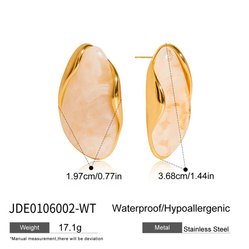 Vintage Coffee Resin Stainless Steel Stud Earrings - Image 5