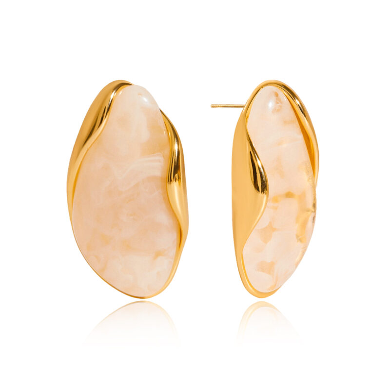 Vintage Coffee Resin Stainless Steel Stud Earrings