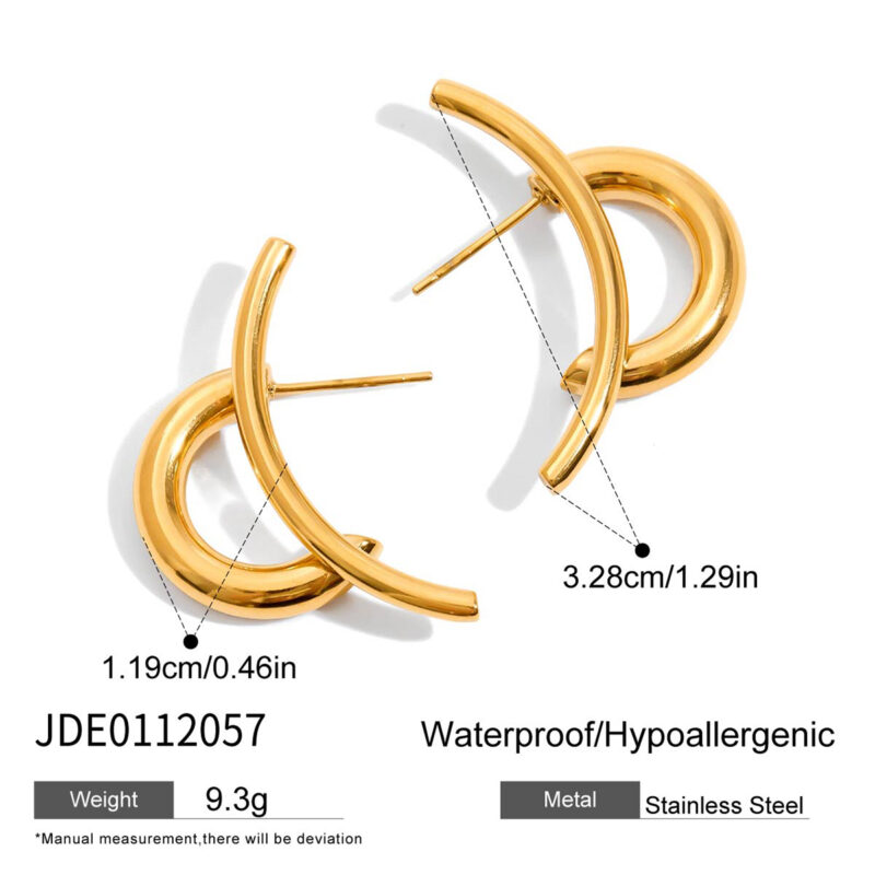 Minimalist Gold Simple Line Earrings Pair - Image 4