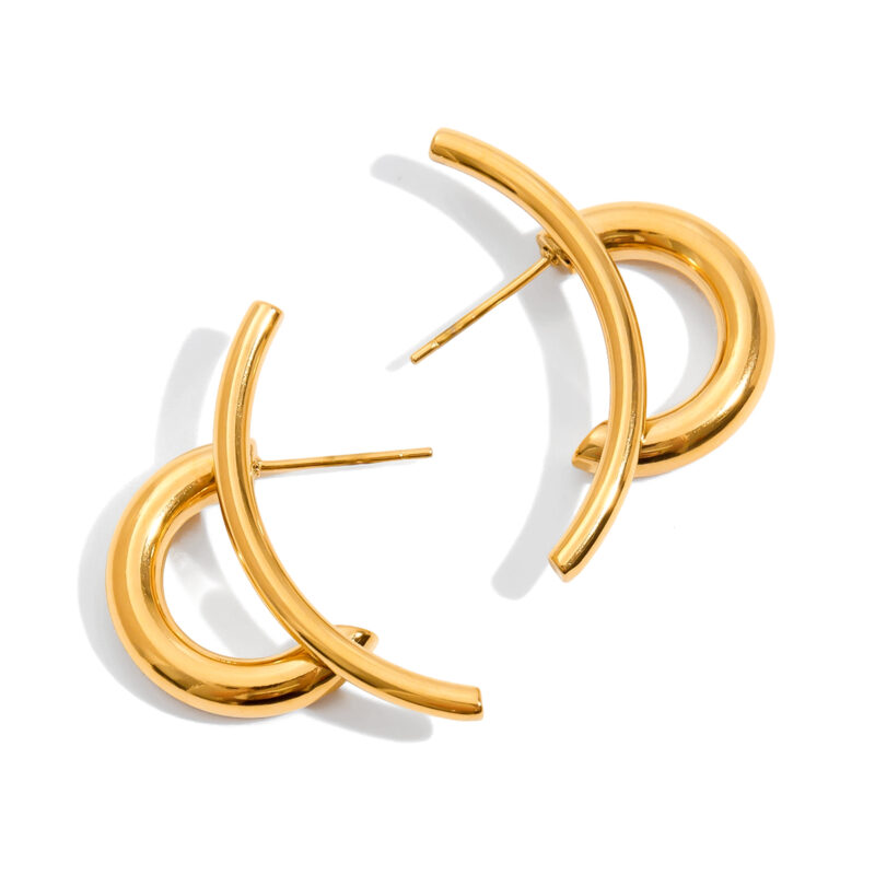 Minimalist Gold Simple Line Earrings Pair
