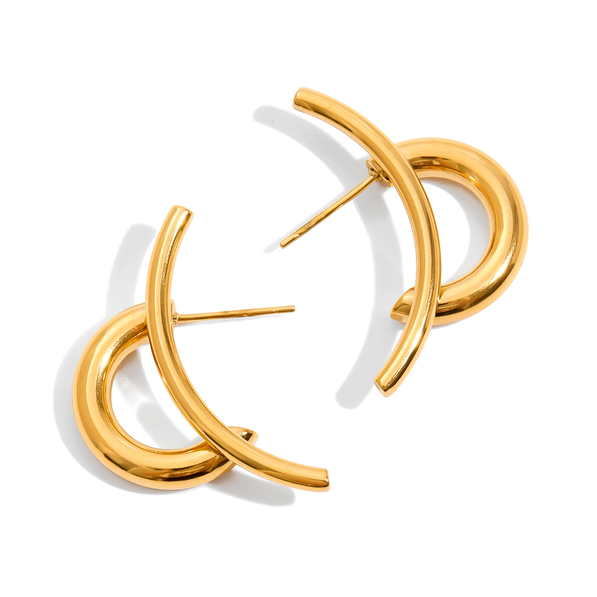 Minimalist Gold Simple Line Earrings Pair