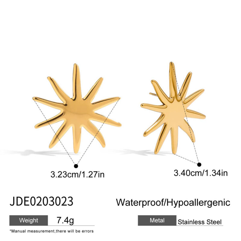 Minimalist Gold Polished Sunflower Earrings - Image 5