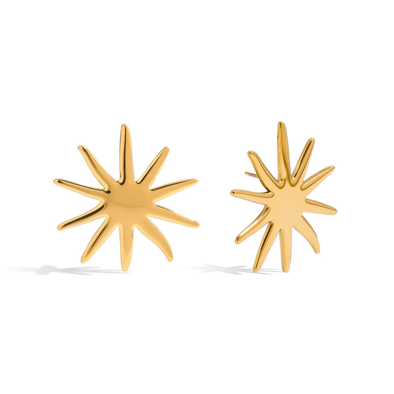 Minimalist Gold Polished Sunflower Earrings