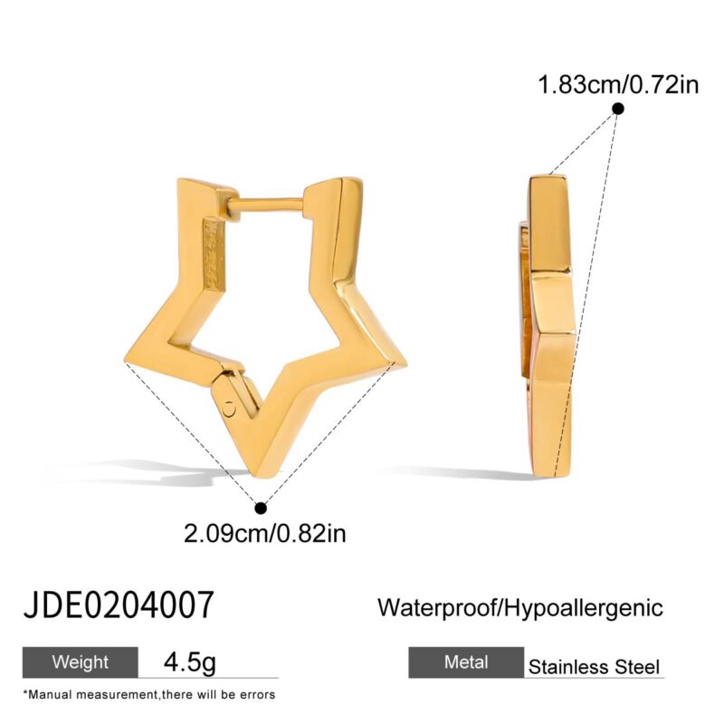 Classic Gold Hollow Polished Star Earrings - Image 5