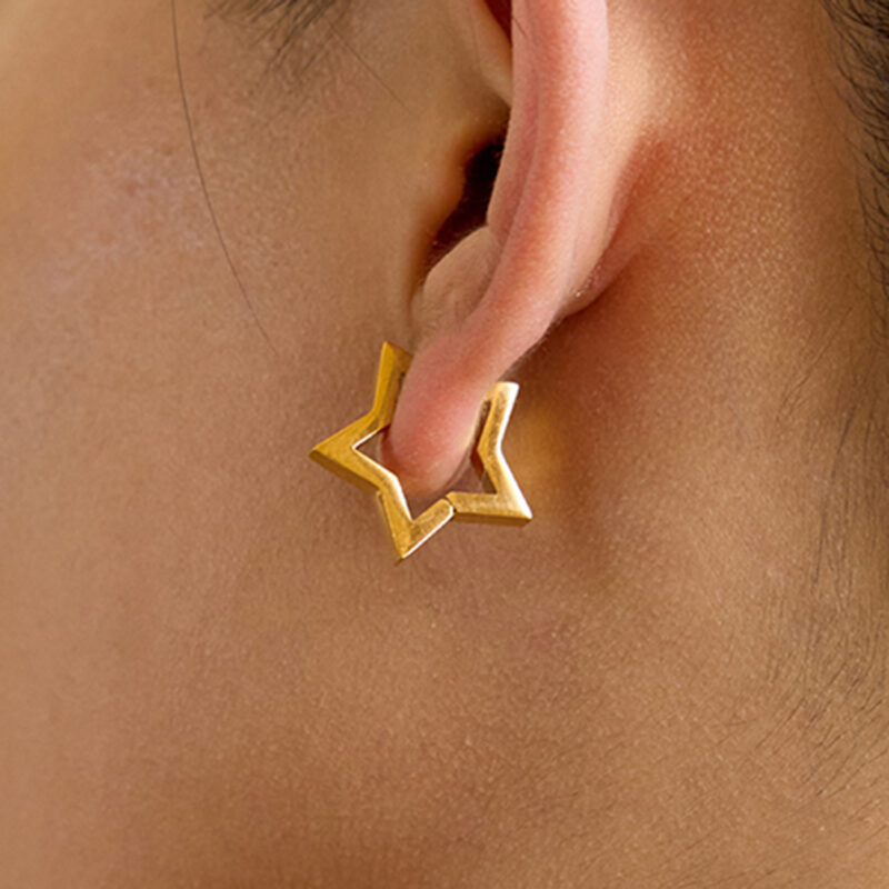 Classic Gold Hollow Polished Star Earrings - Image 3